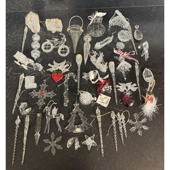 Other - Vintage Mixed Glass Christmas Ornaments Lot Icicles Animals Hearts Shoe Tree 40+